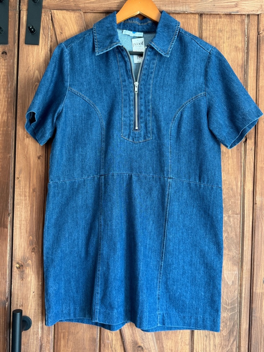 Olivaceous Indigo Denim Polo Dress with Front Zip